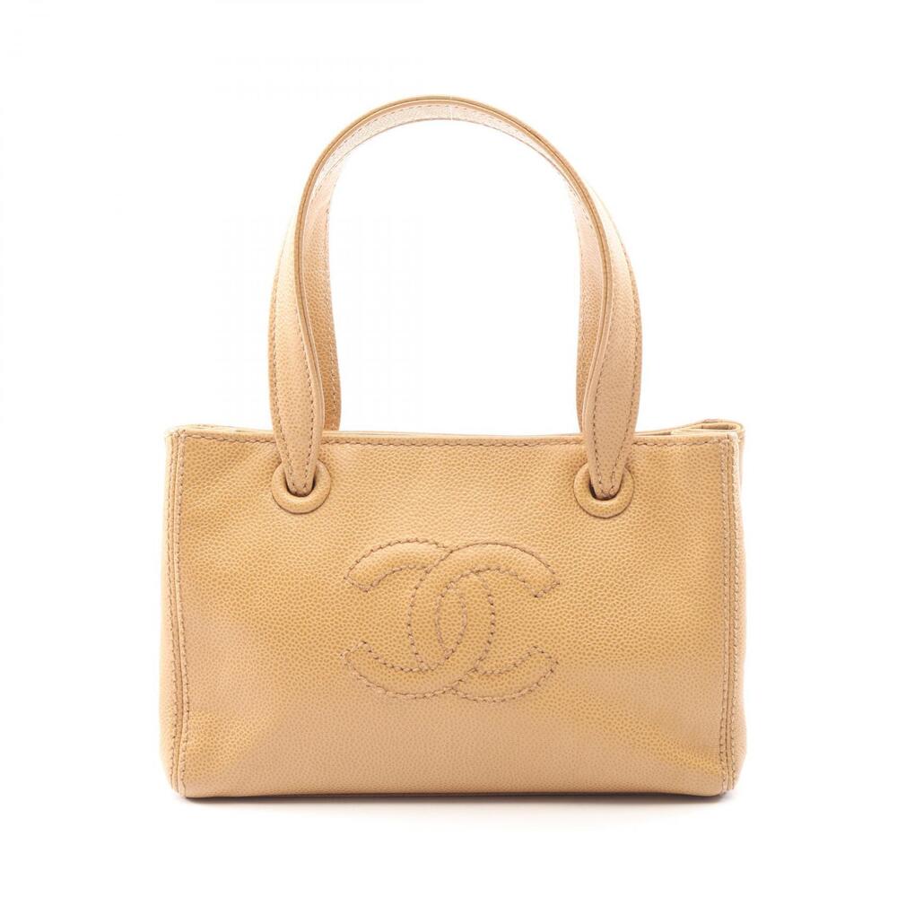 Chanel Coco Mark Handbag Calfskin Cowhide Beige